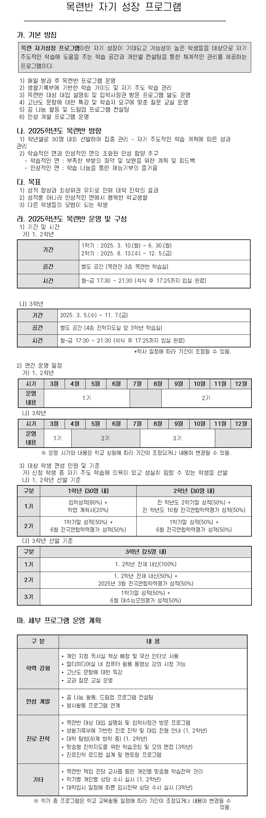 목련반 자기성장 프로그램